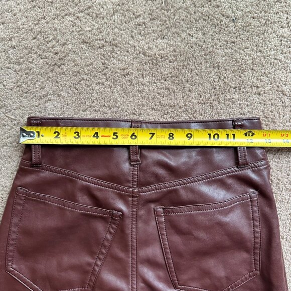 Abercrombie Pants Womens 2 26x30 Faux Leather 90s Straight High Rise Brown - Picture 6 of 13
